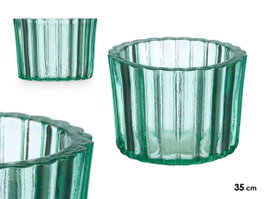 GIFTDECOR Porte-bougie rond en verre recyclé vert, lot de 6