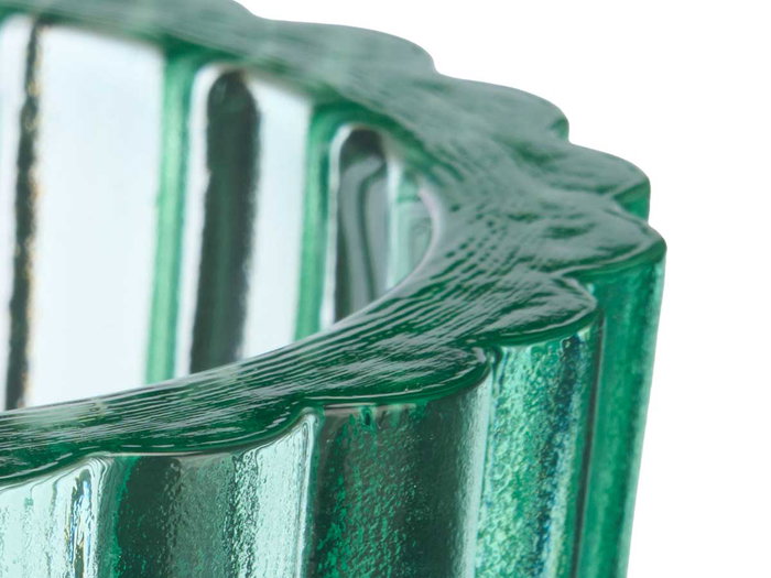 GIFTDECOR Porte-bougie rond en verre recyclé vert, lot de 6