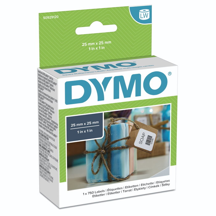 Dymo Rouleau d'étiquettes carrées blanches 25x25 mm, 750 unités Dymo Rouleau d'étiquettes carrées blanches 25x25 mm, 750 unités
