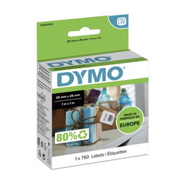 Dymo Rouleau d'étiquettes carrées blanches 25x25 mm, 750 unités