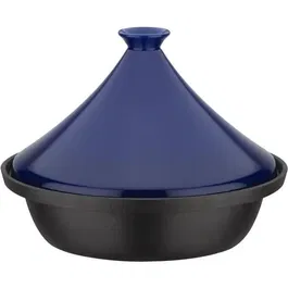 GSW Tajine en fonte massive, 30 x 22 cm, avec couvercle céramique, compatible induction, bleu - Cuisson jusqu'à 240°C