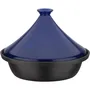 GSW Tajine en fonte massive, 30 x 22 cm, avec couvercle céramique, compatible induction, bleu - Cuisson jusqu'à 240°C