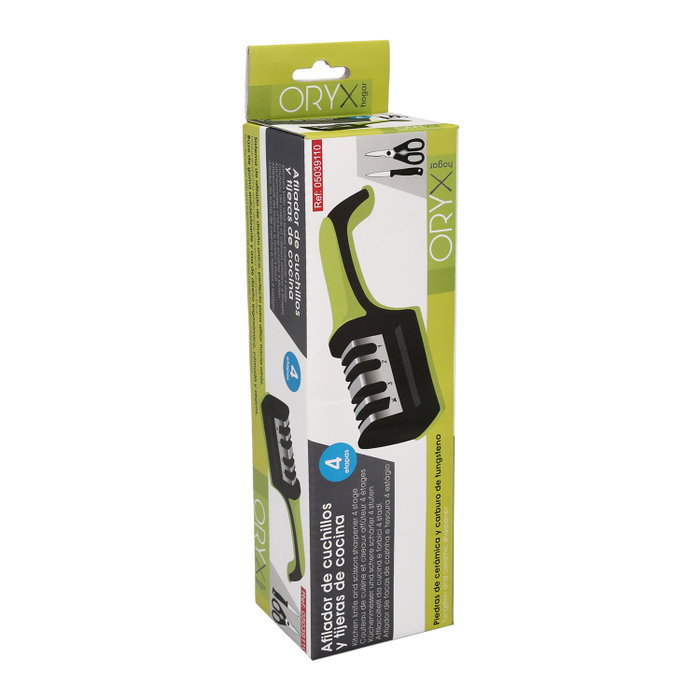 ORYX Afilador Cuchillos/Tijeras Cocina 4 Etapas vert/noir