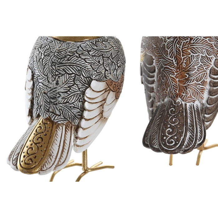 Figurine Décorative DKD Home Decor Beige Blanc Résine Oiseau Moderne (12,5 x 7 x 16 cm) (2 Unités)