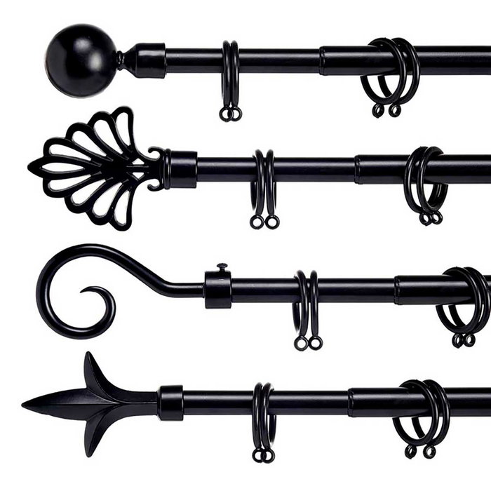GIFTDECOR Barre à rideaux noire 120-210 cm assortiment GIFTDECOR Barre à rideaux noire 120-210 cm assortiment