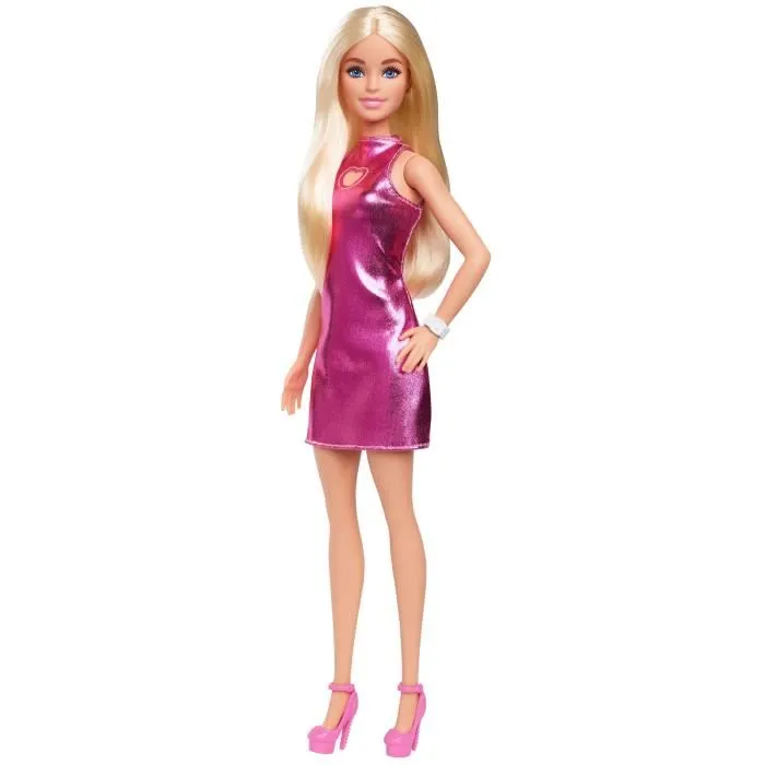 Barbie Poupée Barbie Fashionistas Robe Scintillante HYT88 Cheveux Blonds Robe Fuchsia Scintillante 148 caractères