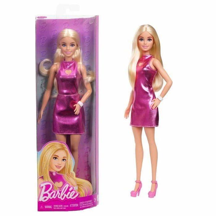 Barbie Poupée Fashionista Robe Rose Métallisé Scintillante