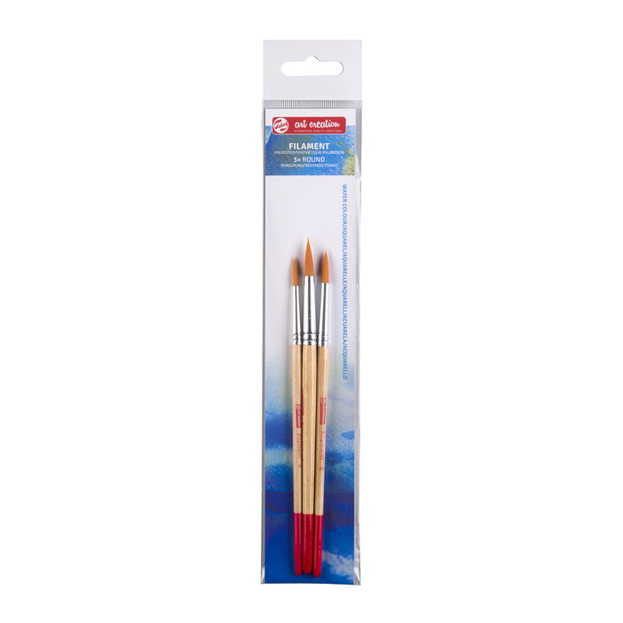 Talens Art Creation Set de 3 pinceaux ronds pour aquarelle en polyester