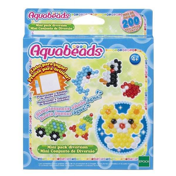 Epoch Aquabeads - Minipack de créativité avec plus de 200 perles à eau, vaporisateur et pochoirs - Modèles assortis (Langue : Espagnol, Portugais) Epoch Aquabeads - Minipack de créativité avec plus de 200 perles à eau, vaporisateur et pochoirs - Modèles assortis (Langue : Espagnol, Portugais)