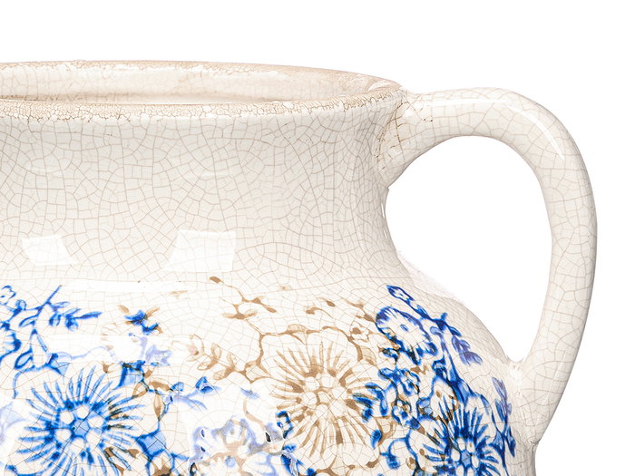 Giftdecor Vase Nonna 2 Anses Bleu Beige 16 cm en Céramique (Set de 6)