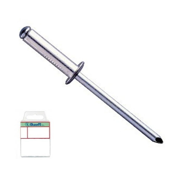 DUVER Blister de rivets en aluminium longs 12 mm x 4 mm DUVER Blister de rivets en aluminium longs 12 mm x 4 mm