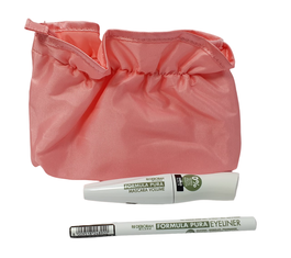 Deborah Set Maquillage Coffret: Mascara Volume Noir 12 ml + Crayon Eyeliner Gel Noir 1.5 g + Pochette de Voyage Textile Rose