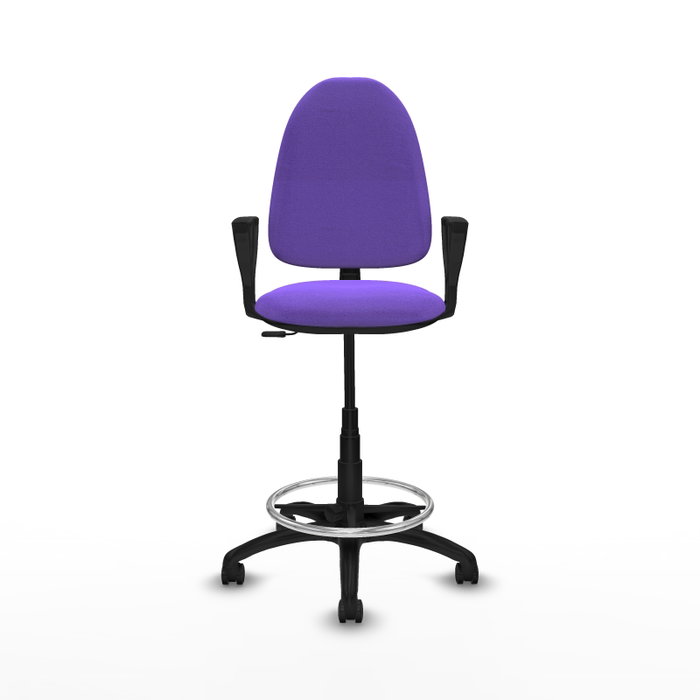 Tabouret Aýna taburete Contact permament de base Tissu Violet Structure polyamide noire Accoudoirs fixes Sans appui-tête Roulettes pour moquette