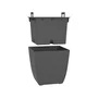 Eda Pot de fleurs Diva Basalt 42L, carré 43.5x43.5x44.2 cm, bac intérieur amovible, réservoir d'eau, design béton, gris anthracite