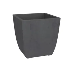 Eda Pot de fleurs Diva Basalt 42L, carré 43.5x43.5x44.2 cm, bac intérieur amovible, réservoir d'eau, design béton, gris anthracite