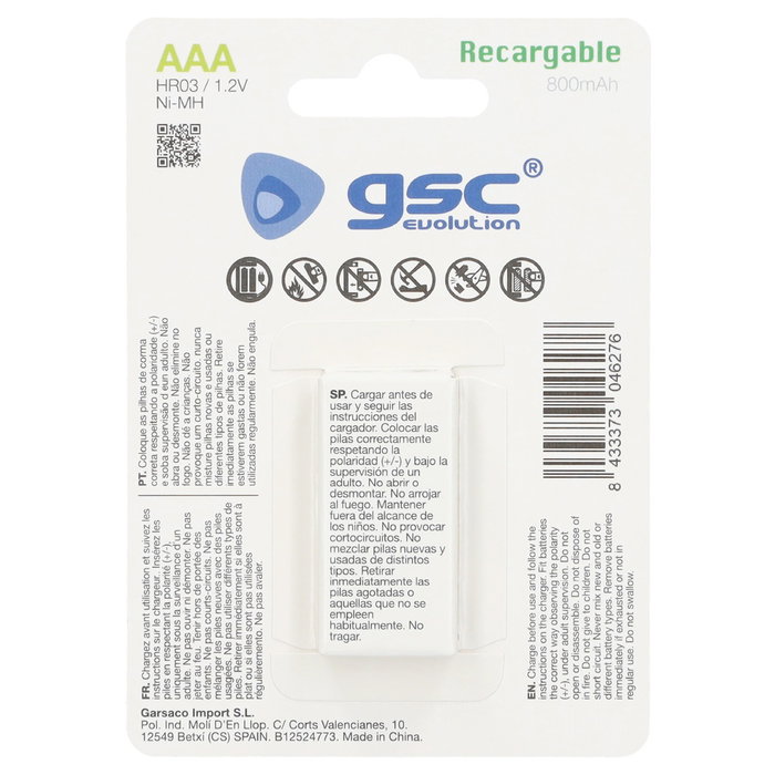 GSC Evolution Pila recargable HR03 (AAA) Blister 2ud GSC Evolution Pila recargable HR03 (AAA) Blister 2ud