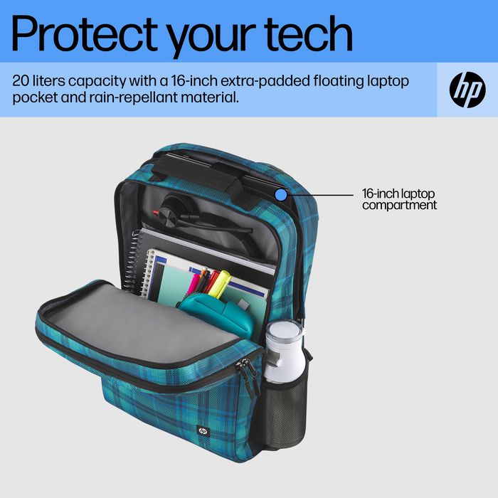 HP Sac à dos Campus XL Tie Dye, compartiment ordinateur 16 pouces, fermeture verrouillable, matériau imperméable