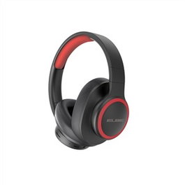 Elbe ABT-B26-N Casque audio supra-auriculaire Bluetooth pliable avec microphone et entrée audio Aux, FM - Noir/Rouge