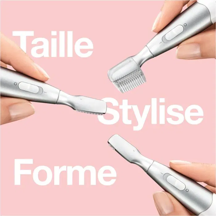 Braun FG1106 Mini-Tondeuse de Précision pour Sourcils et Visage - 1 Vitesse - Alimentation Pile - Gris/Blanc