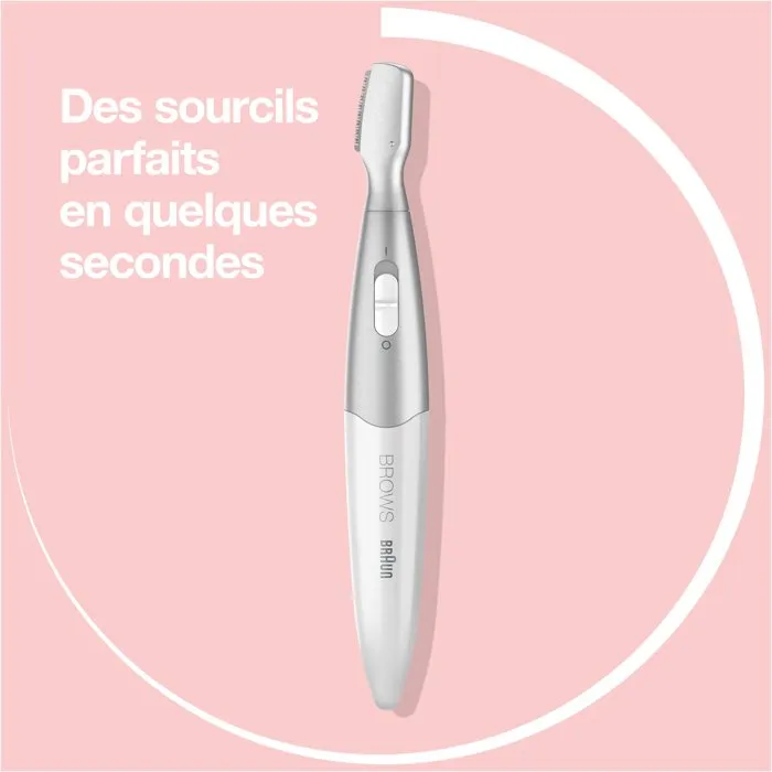 Braun FG1106 Mini-Tondeuse de Précision pour Sourcils et Visage - 1 Vitesse - Alimentation Pile - Gris/Blanc