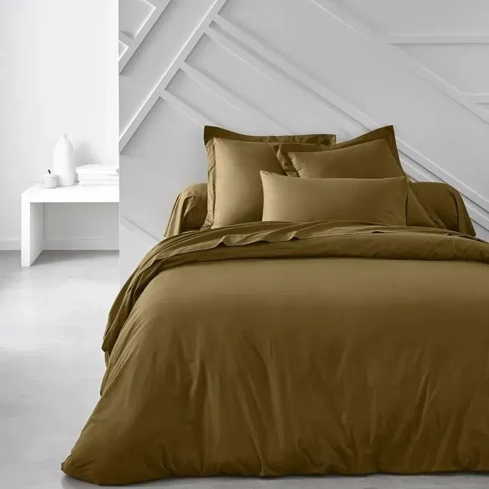 Today Drap housse Essential - 140 x 200+30 cm - 2 personnes - 100% Coton uni - Bronze