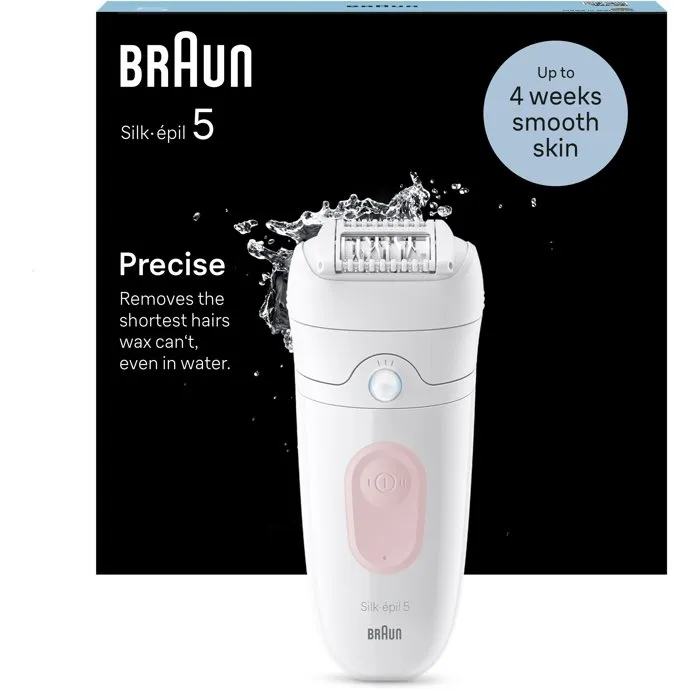 Braun Silk-épil 5-000 Épilateur électrique sans fil Étanche 2 vitesses Rose et Blanc