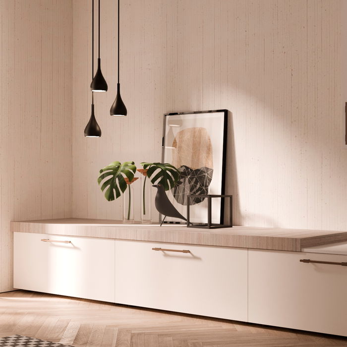 Emuca Lot de 5 poignées pour meubles Riad, L232mm, entraxe 192mm, Aluminium, Bronze