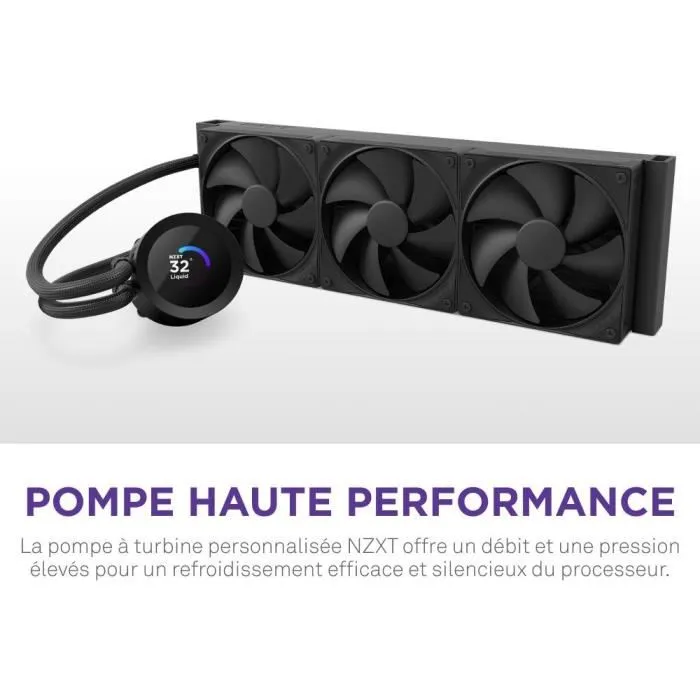 NZXT Kraken Plus 360 (RL-KN360-B2) - Watercooling avec écran LCD carré 1.54" personnalisable - Noir - Refroidissement liquide pour PC