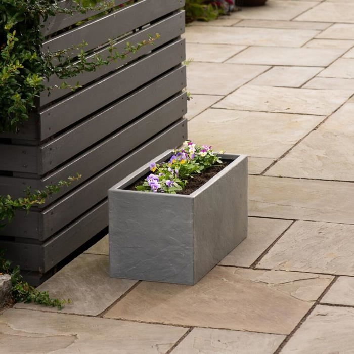 Strata Riven Trough Pot de fleurs rectangulaire - Couleur cendres