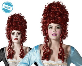 Perruque d'époque rousse avec boucles 260 g - Accessoire de déguisement pour fêtes thématiques, théâtre, Halloween et carnaval
