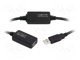 LOGILINK Répéteur USB 2.0, USB A socle et prise, 25m, noir