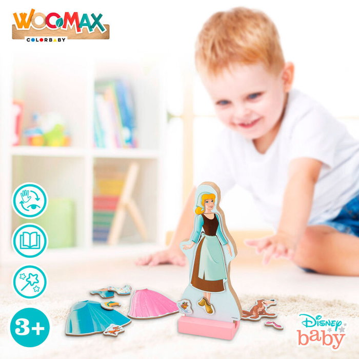 WOOMAX Jeu magnétique en bois Princesses Disney Cendrillon - 30 pièces - À partir de 3 ans