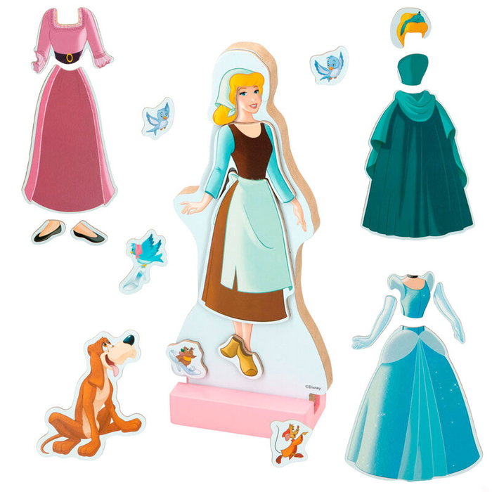 WOOMAX Jeu magnétique en bois Princesses Disney Cendrillon - 30 pièces - À partir de 3 ans