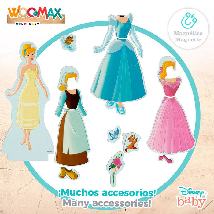 WOOMAX Jeu magnétique en bois Princesses Disney Cendrillon - 30 pièces - À partir de 3 ans