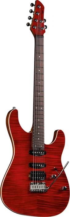 EKO Guitare Électrique Aire 800 Musa Red Flamed Eko, Corps Alisier, Manche Érable Torréfié, 24 Frettes EKO Guitare Électrique Aire 800 Musa Red Flamed Eko, Corps Alisier, Manche Érable Torréfié, 24 Frettes