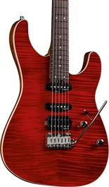 EKO Guitare Électrique Aire 800 Musa Red Flamed Eko, Corps Alisier, Manche Érable Torréfié, 24 Frettes