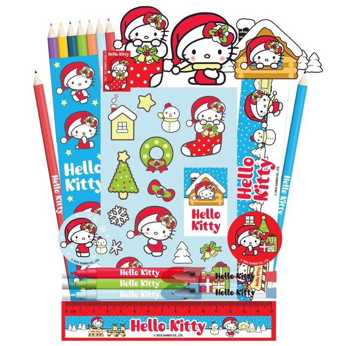 PYRAMID Calendrier de l'Avent Hello Kitty - Papeterie - Calendrier de l'Avent avec 24 cases et surprises - Activités à découper - 35x25x3 cm