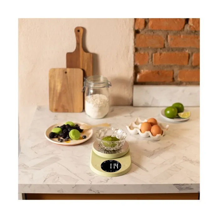 Livoo DOM493M - Balance de cuisine électronique, 5 kg max, 4 unités de mesure, touches sensitives, écran LCD rétroéclairé