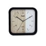SAMI Horloge murale carrée noire cadran bois/blanc