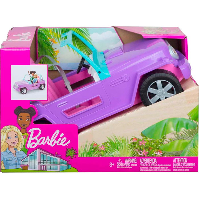 Barbie - Véhicule tout-terrain jeep 4x4 jouet décapotable pour enfants - Modèle GMT46 - Couleur violet et rose avec roues pivotantes - Mattel Barbie - Véhicule tout-terrain jeep 4x4 jouet décapotable pour enfants - Modèle GMT46 - Couleur violet et rose avec roues pivotantes - Mattel