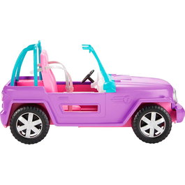 Barbie - Véhicule tout-terrain jeep 4x4 jouet décapotable pour enfants - Modèle GMT46 - Couleur violet et rose avec roues pivotantes - Mattel
