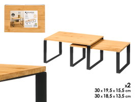 Kinvara Lot de 2 étagères bambou avec pieds 30 x 19.5 cm (Set de 6)