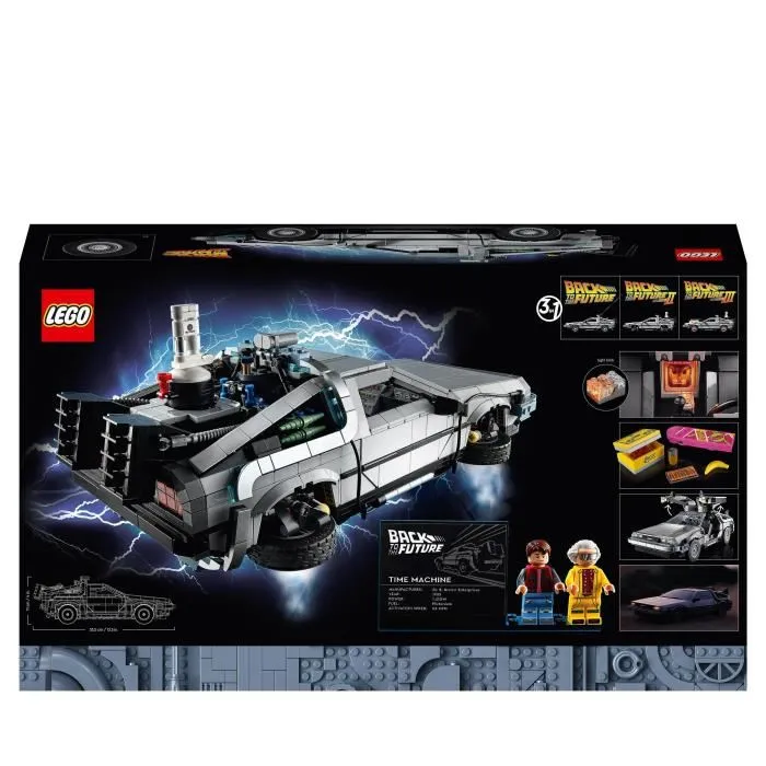 LEGO 10300 - La Machine à Remonter le Temps de Retour vers le Futur - Maquette DeLorean DMC-12 pour Adultes et Fans