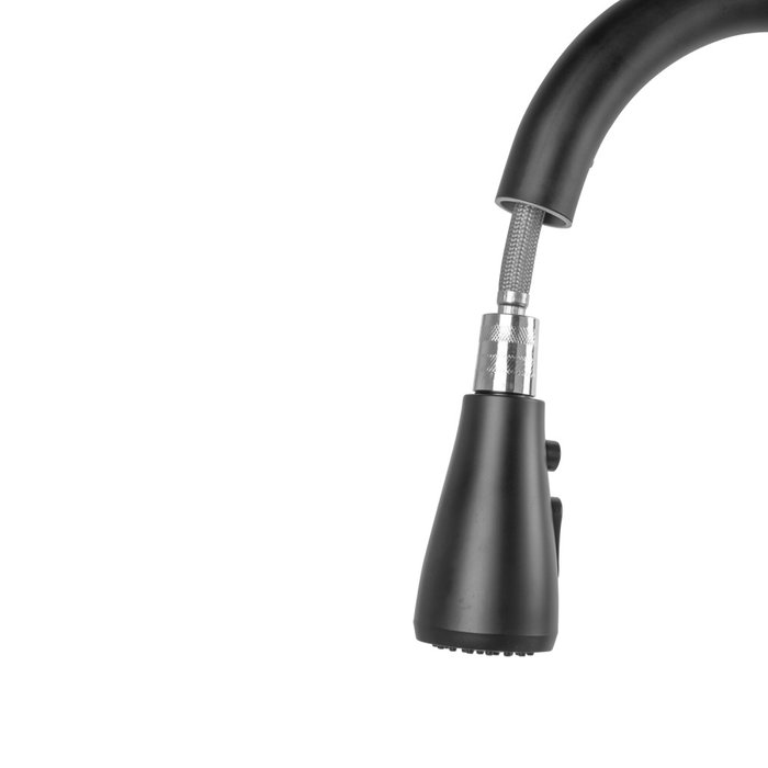 Robinet de cuisine bec haut noir avec levier unique, eau chaude/froide, laiton/zinc
