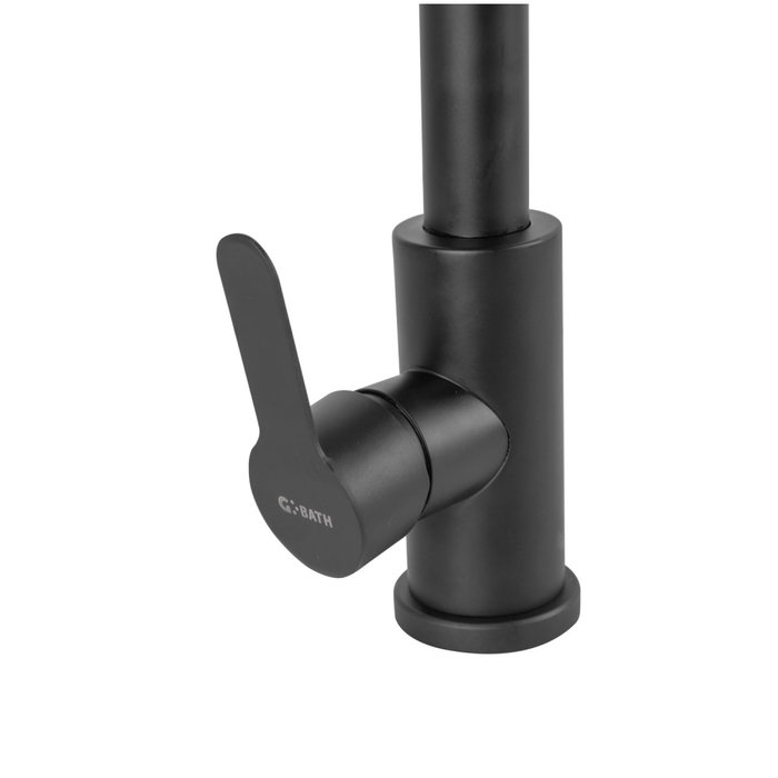 Robinet de cuisine bec haut noir avec levier unique, eau chaude/froide, laiton/zinc
