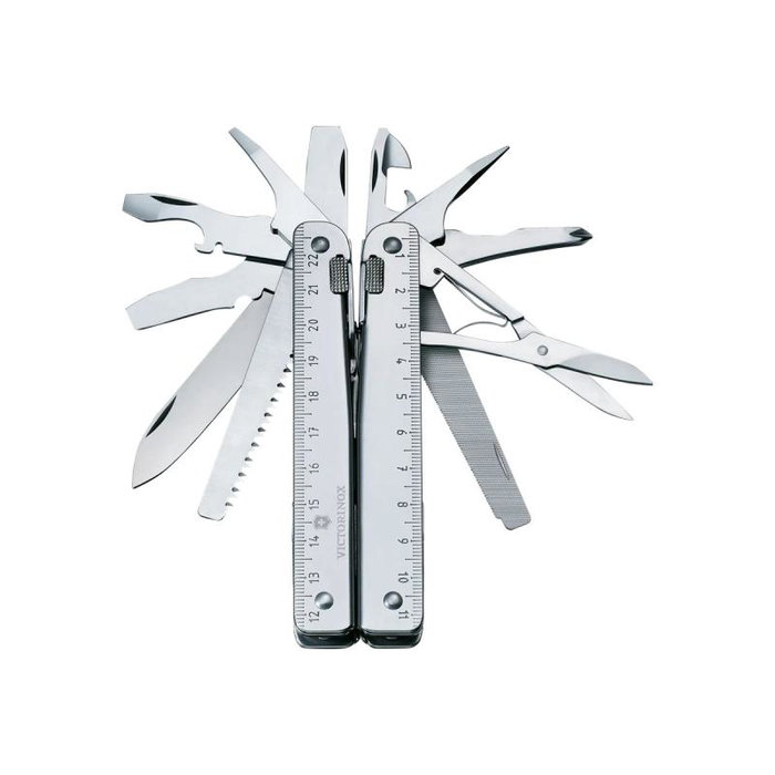 Victorinox SwissTool X Plus - Outil multifonction avec 39 fonctions, étui cuir argenté - Référence V-3.03 38.L