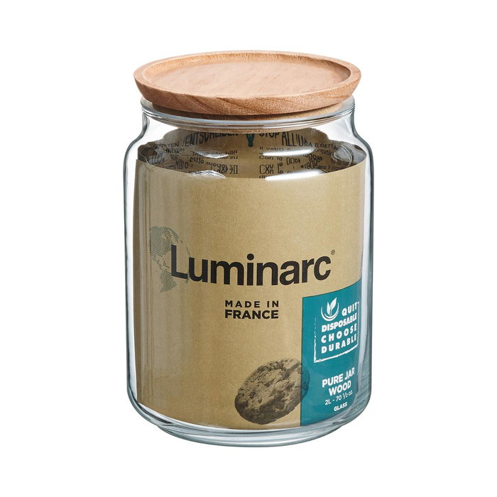Luminarc Pav Récipient Hermétique en Verre, 2L, Écologique, Fabriqué en France, Sans BPA, Agréé au Frigo, Lavable au Lave-Vaisselle