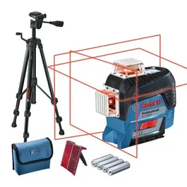 Bosch Professional GLL 3-80 C Laser Ligne Professionnel avec Projection 360°, 3 Lignes, Bluetooth et Trépied BT 150, Précision 0.2 mm, 0601063R01