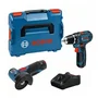 Pack Bosch Professional Perceuse-visseuse GSR 12V-15 + Meuleuse angulaire GWS 12V-76 + 2 batteries 2Ah 12V + chargeur en L-BOXX