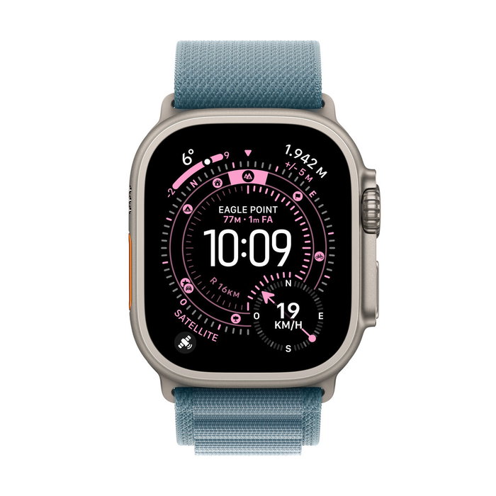 Apple Watch Ultra 3 GPS + Cellular - 49mm - Boîtier Natural Titanium - Bracelet Light Blue Alpine Loop - Large